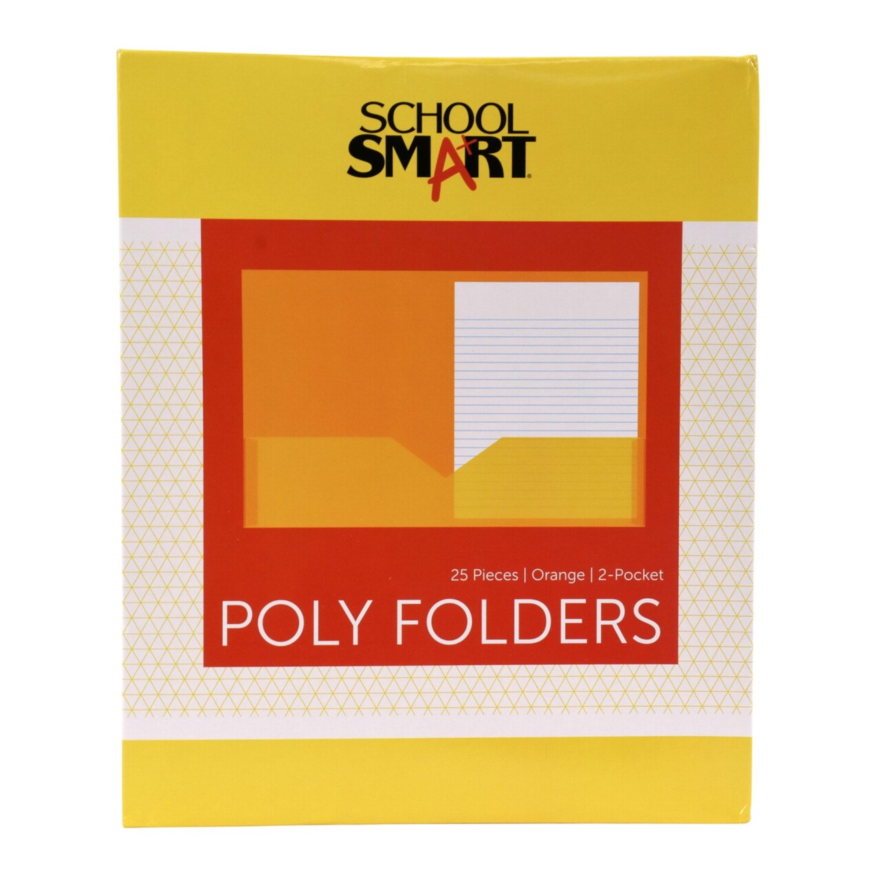 School Smart Heavyweight Two-Pocket Poly Folder, Orange, Pack of 25